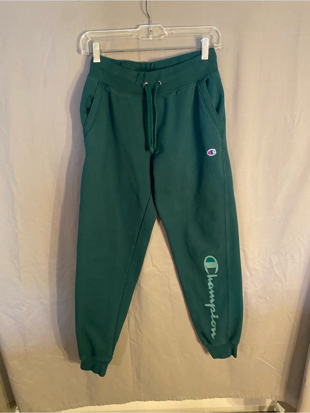 Champion Men's Dark Green Jogger Sweatpants with Logo